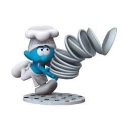 SMURFS -  COOK SMURF WITH A FALLING PILE OF PLATES FIGURE