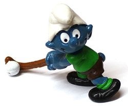 SMURFS -  FIELD HOCKEY SMURF - GREEN SHIRT AND DARK BROWN STICK 20133