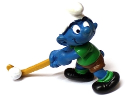 SMURFS -  FIELD HOCKEY SMURF - GREEN SHIRT AND LIGHT BROWN STICK 20133