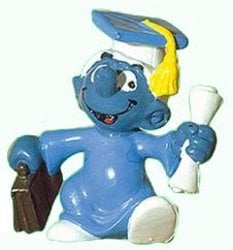 SMURFS -  GRADUATION SMURF - BLUE GOWN VARIETY -  SCHTROUMPFS 1981 20130