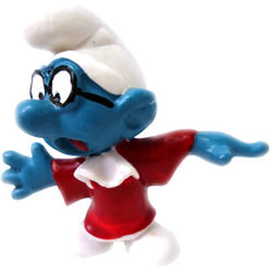 SMURFS -  JUDGE BRAINY SMURF WITH RED ROBE - MADE IN HONG KONG - SLIGHT WEAR -  SCHTROUMPFS 1971 20016