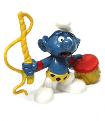 SMURFS -  LIONTAMER SMURF - YELLOW WHIP VARIETY AND YELLOW DRUM -  SCHTROUMPFS 1980 20115