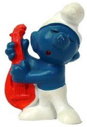 SMURFS -  LUTE SMURF - RED LUTE VARIETY -  SCHTROUMPFS 1969 20013