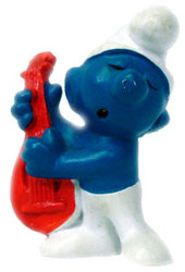 SMURFS -  LUTE SMURF - RED LUTE VARIETY - SLIGHT WEAR -  SCHTROUMPFS 1969 20013