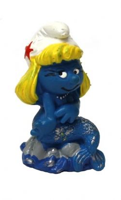 SMURFS -  MERMAID SMURFETTE - BLUE SILVER TAIL VARIETY SLIGHT WEAR 20142