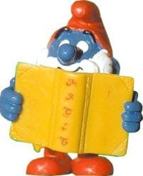 SMURFS -  PAPA SMURF WITH BOOK - ORANGE BOOK WITH SYMBOLS VARIETY 20174