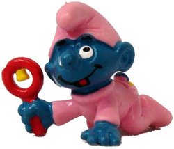 SMURFS -  PINK BABY SMURF WITH RATTLE 20202