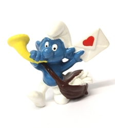 SMURFS -  POSTMAN SMURF - MADE IN CHINA (HEART PAINTED) VARIETY -  SCHTROUMPFS 1978 20031