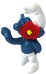 SMURFS -  RED FLOWER FABRIC SMURF WITH PAINTED END 20019