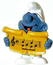 SMURFS -  SINGER SMURF - SLIGHT WEAR -  1979 SMURFS 20038