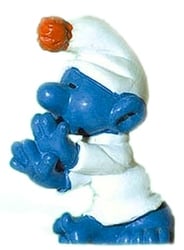 SMURFS -  SLEEPWALKER SMURF - RED POM-POM VARIETY - SLIGHT WEAR -  SCHTROUMPFS 1972 20021