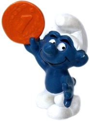 SMURFS -  SMURF WITH FRONT COIN - SLIGHT WEAR -  SCHTROUMPFS 1978 20029