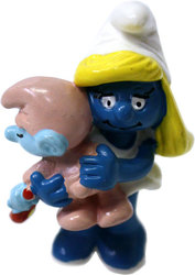 SMURFS -  SMURFETTE WITH BABY - BABY'S SKIN VERY PALE VARIETY 20192