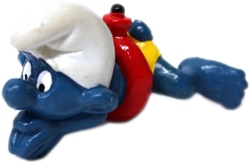SMURFS -  SWIMMER SMURF - RED AND BLACK WATER WING - SLIGHT WEAR -  1977 SMURFS 20025