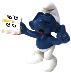 SMURFS -  TEACHER SMURF - WRITING IN BOLD -  1980 SMURFS 20059