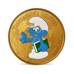 SMURFS, THE -  THE SMURFS COLORISED MINI-MEDALS: BRAINY SMURF -  2021 FRANCE COINS 06