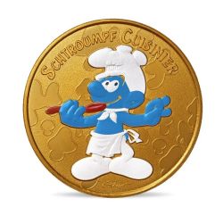 SMURFS, THE -  THE SMURFS COLORISED MINI-MEDALS: CHEF SMURF -  2021 FRANCE COINS 04