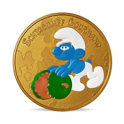 SMURFS, THE -  THE SMURFS COLORISED MINI-MEDALS: GREEDY SMURF -  2021 FRANCE COINS 08