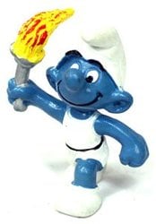 SMURFS -  TORCHBEARER SMURF - WHITE PANTS VARIETY -  SCHTROUMPFS 1978 20030