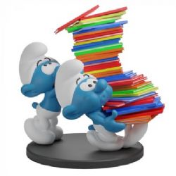 SMURFS -  TWO SMURFS WITH A STACK OF BOOKS (20CM)