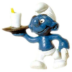 SMURFS -  WAITER SMURF - WHITE GLASS VARIETY - SLIGHT WEAR -  SCHTROUMPFS 1983 20162