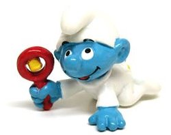 SMURFS -  WHITE BABY SMURF WITH RATTLE 20179