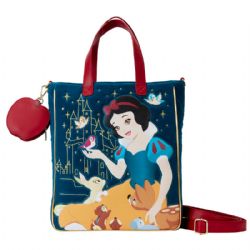 SNOW WHITE -  QUILTED VELVET TOTE BAG WITH APPLE COIN PURSE -  LOUNGEFLY