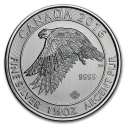 SNOWY GYRFALCON - 1 1/2 OUNCE FINE SILVER COIN -  2016 CANADIAN COINS