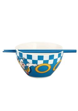 SONIC THE HEDGEHOG -  CERAMIC BOWL WITH CHOPSTICKS (6 IN.)