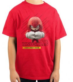 SONIC THE HEDGEHOG -  KNUCKLES STEELY FOCUS KID SIZE T-SHIRT - RED -  SONIC 2
