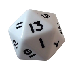 SPECIAL DICE -  20 SIDED JUMBO DICE - WHITE