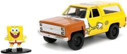 SPONGEBOB SQUAREPANTS -  CHEROLET - 1980 K5 BLAZER WITH SPONGEBOB FIGURINE - 1/32 -  HOLLYWOOD RIDES