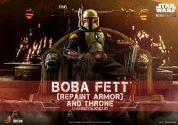 STAR WARS -  BOBA FETT (REPAINTED ARMOR) ON THRONE FIGURE SET -  HOT TOYS