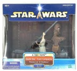 STAR WARS -  DEATH STAR TRASH COMPACTOR SET 1 & 2 WITH LEIA, HAN SOLO, LUKE AND CHEWBACCA FIGURINES -  THE SAGA COLLECTION