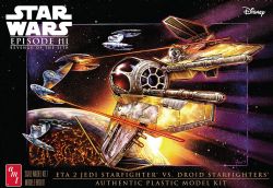 STAR WARS EPISODE III REVENGE OF THE SITH -  JEDI STARFIGHTER VS DROID STARFIGHTERS - AUTHENTIC PLASTIC MODEL KIT - 1/48