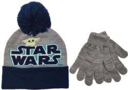 STAR WARS -  GROGU BEANIE AND GLOVES SET - GREY AND BLUE