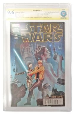 STAR WARS -  HOT TOPIC EXCLUSIVE VARIANT EDITION #1 SIGNED BY CARRIE FISHER - CBCS 9.6