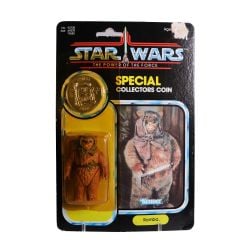 STAR WARS -  ROMBA EWOK W/COIN 92 BACK STAR WARS POTF 1984 KENNER FIGURE NEW MOSC SEALED -  THE POWER OF THE FORVE