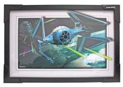 STAR WARS -  TIE FIGHTER - FRAMED PICTURE (WHITE) (13