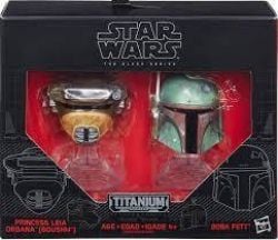 STAR WARS -  TITANIUM HELMETS OF PRINCESS LEIA ORGANA (BOUSHH) & BOBA FETT -  THE BLACK SERIES 07