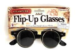 STEAMPUNK -  FLIP-UP GLASSES - GOLD AND BLACK