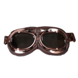 STEAMPUNK -  LEATHERLIKE AVIATOR GOGGLES - BROWN/COPPER (ADULT)