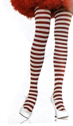 STRIPED -  RED AND WHITE - ONE-SIZE -  PANTYHOSE