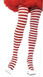 STRIPED -  RED AND WHITE - PLUS-SIZE -  PANTYHOSE