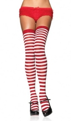 STRIPED -  WHITE AND RED - ONE SIZE -  THIGH HIGH