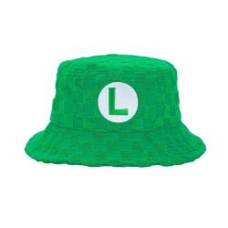 SUPER MARIO -  LUIGI - CHECKERED GREEN TERRY CLOTH BUCKET HAT