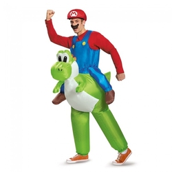 SUPER MARIO -  MARIO RIDING YOSHI INFLATABLE DELUXE COSTUME (ADULT - ONE SIZE)