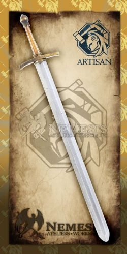 SWORDS -  KNIGHT SWORD - WOOD HANDLE - SPHEROID POMMEL - CHIPPED (39
