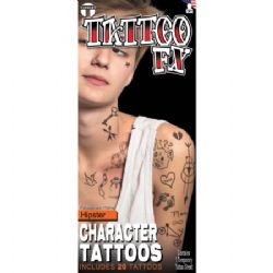 TATTOO FX -  TEMPORARY TATTOO - HIPSTER -  CHARACTER TATTOOS