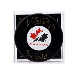 TEAM CANADA -  KIM ST-PIERRE AUTOGRAPHED HOCKEY PUCK - (LOGO)